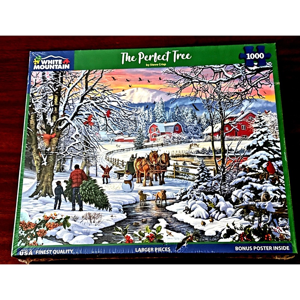 White Mountain Puzzle THE PERFECT TREE -XMAS - BY STEVE CRISP 24X30 1000 Pcs NEW